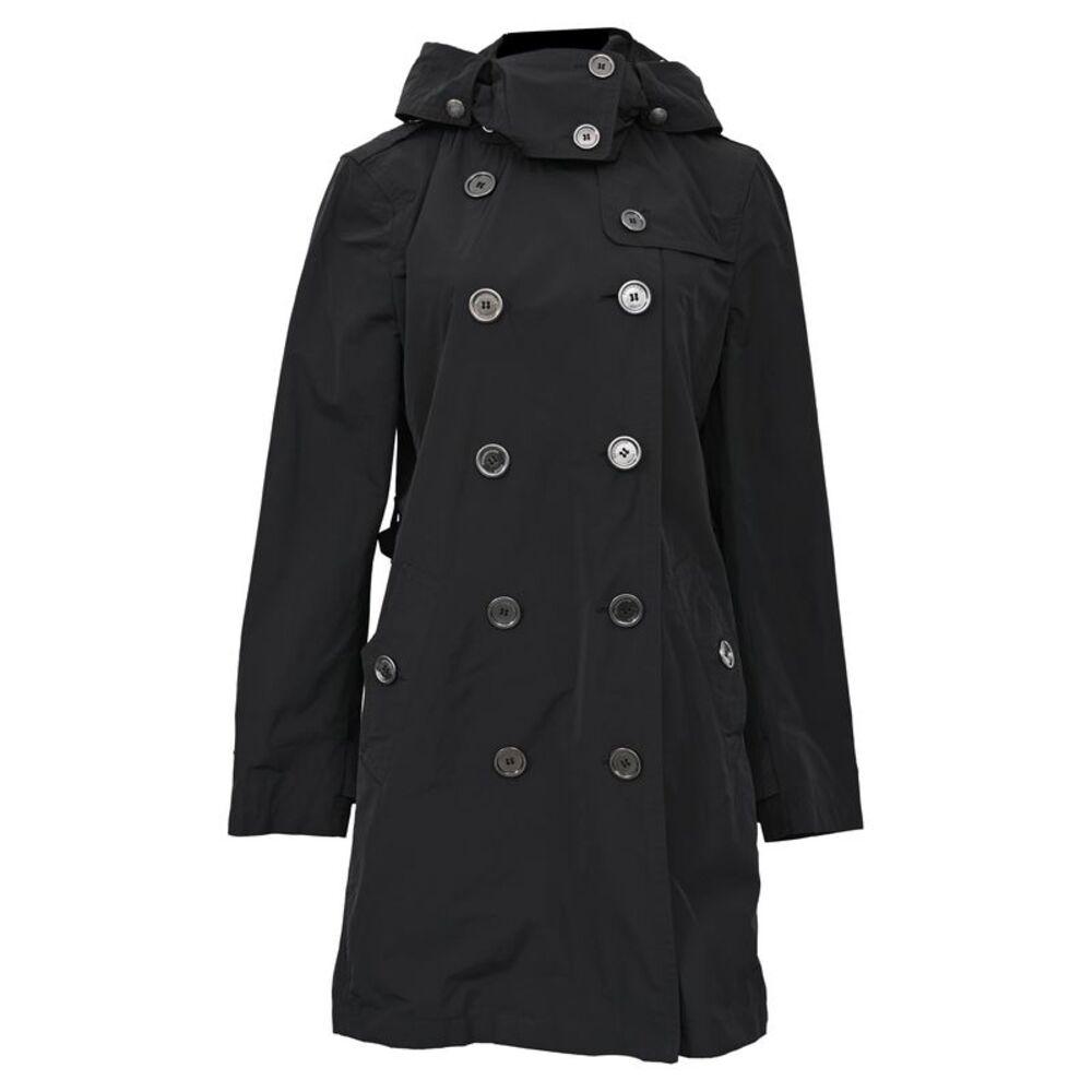 Burberry Brit Double Breasted Trench Coat in Black Polyester